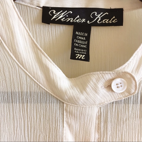 Winter Kate Chiffon Sleeveless Blouse Cream M - Picture 4 of 7